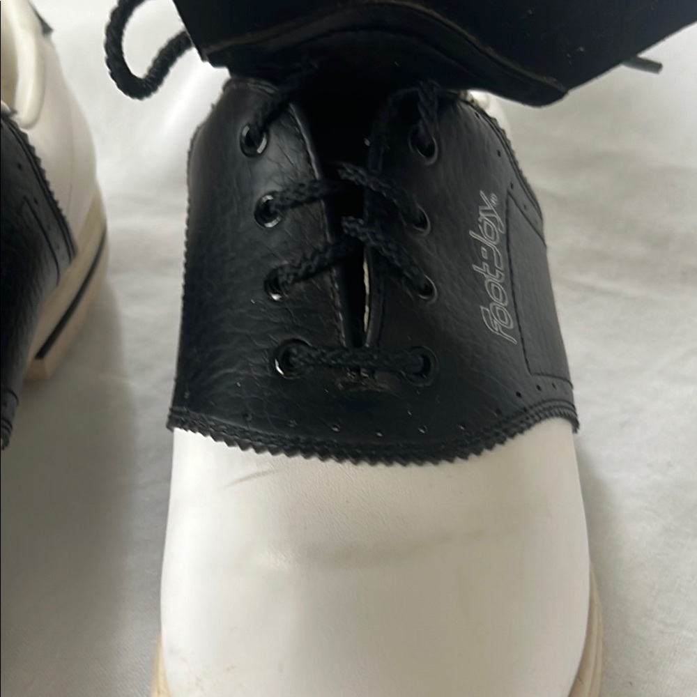 FootJoy Black and White Green-Joys Golf Shoes with Spikes - Picture 8 of 8